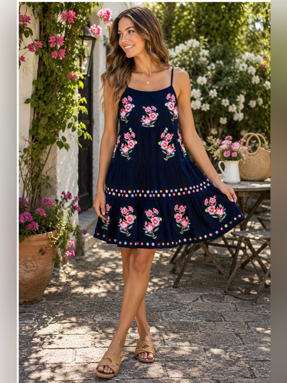Savanna Jane Black‎ Sleeveless Spaghetti Strap Sundress Boho